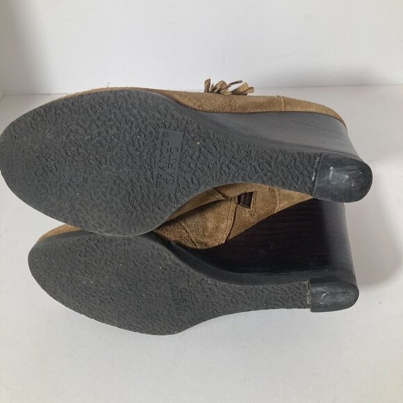 Womens Franco Sarto Suede Wedge Zip Westerly Bootie Brown 6.5 - Picture 8 of 9
